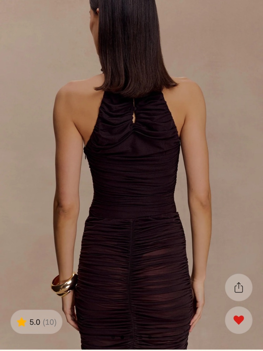 MESHKI Matilda Sleeveless High-Neck Chocolate Ruched Set - Picture 5 of 9